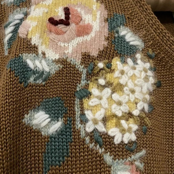 Vintage - 90’s Susan Bristol Hand Embroidered Floral Roses Cardigan - Picture 6 of 10